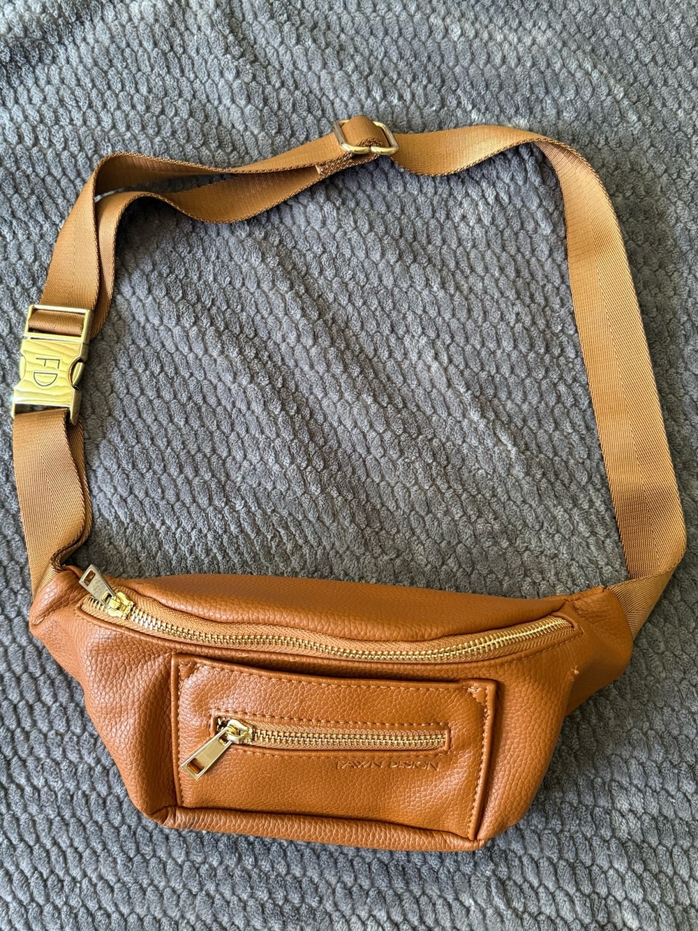 Fawn Design Cognac Leather Belt Bag with Gold Hardware